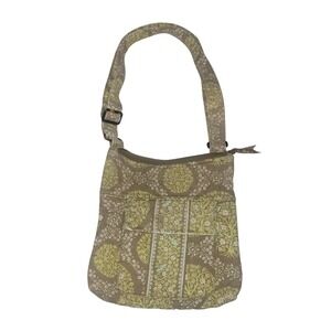 Vera Bradley‎ Crossbody Bag Tan Yellow Floral Tree Birds Shoulder Purse quilted